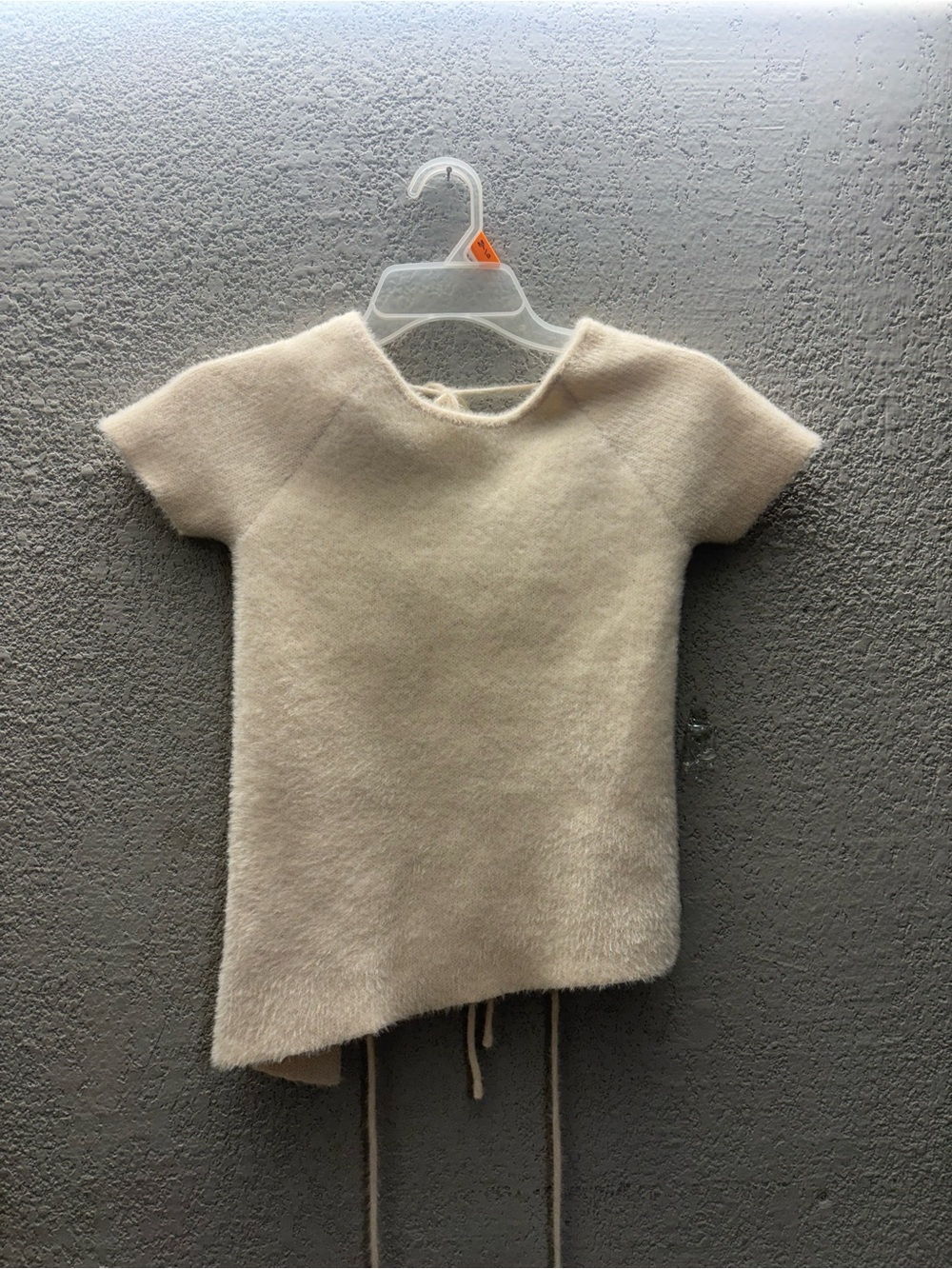 Zara Kids Cream Short Sleeve Fuzzy Knit Top